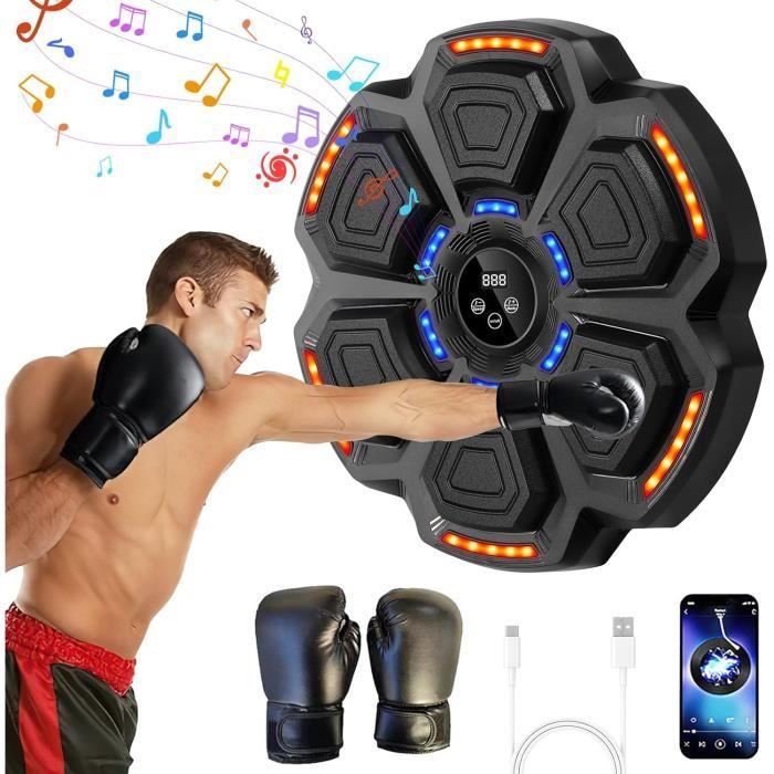 Machine De Boxe Musicale Adulte – 14 Modes, 16 Vitesses, 30 Volumes – Bluetooth, Comptage Intelligent, Gants Inclus – Pose Sans Perçage