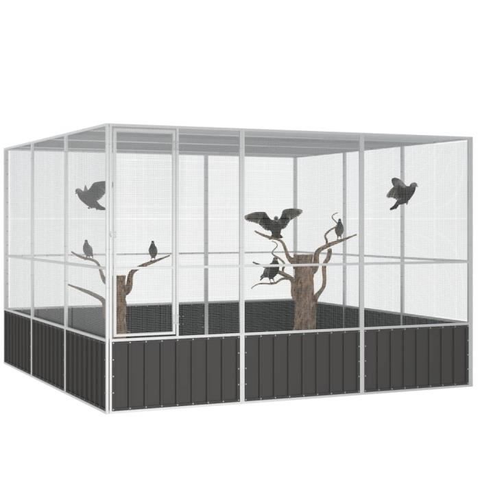 Meilleurs prix pour Cage à oiseaux Anthracite - SALALIS - SP065556 - Acier galvanisé - 302,5x324,5x211,5 cm