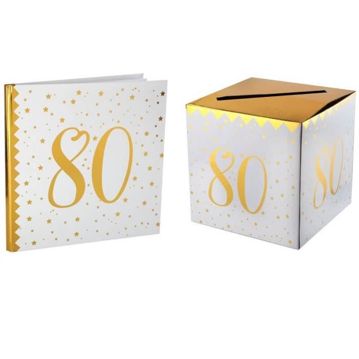 1 Pack urne avec livre d'or anniversaire 40ans or et blanc