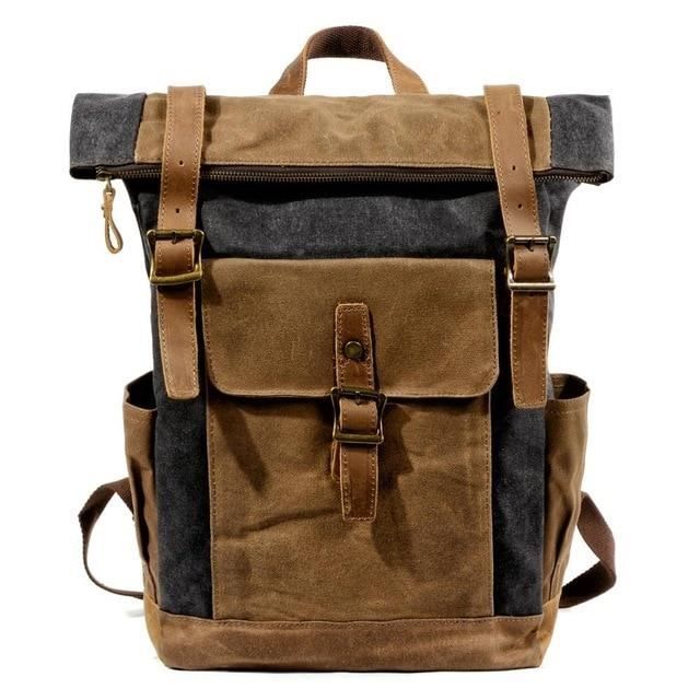 Tongcart Luxe Vintage Toile Sacs A Dos Pour Hommes Huile Cire Toile Cuir Voyage Sac A Dos Grand Impermeable Daypacks Retro Sac Beige Achat Vente Sacoche 2008705352354 Cdiscount