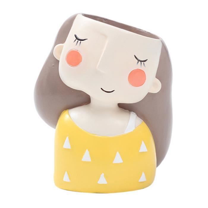 Belle Fille Conception De Bande Dessinee Resine Plante Fleurs Pot Succulent Conteneur Planteur Bonsai Pot Pot De Fleur Bureau