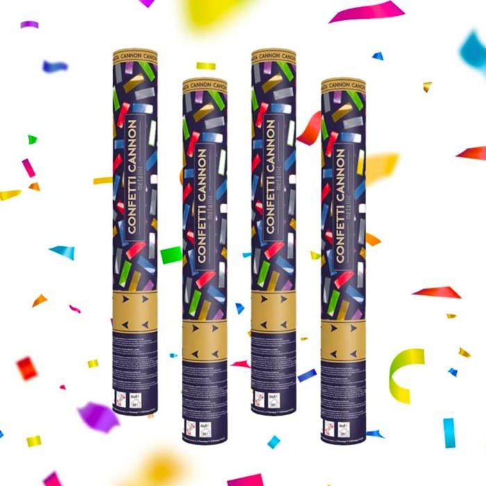 Canon à Confettis Rectangle Couleur Or 80 C - Lot De 4 Lanceurs à