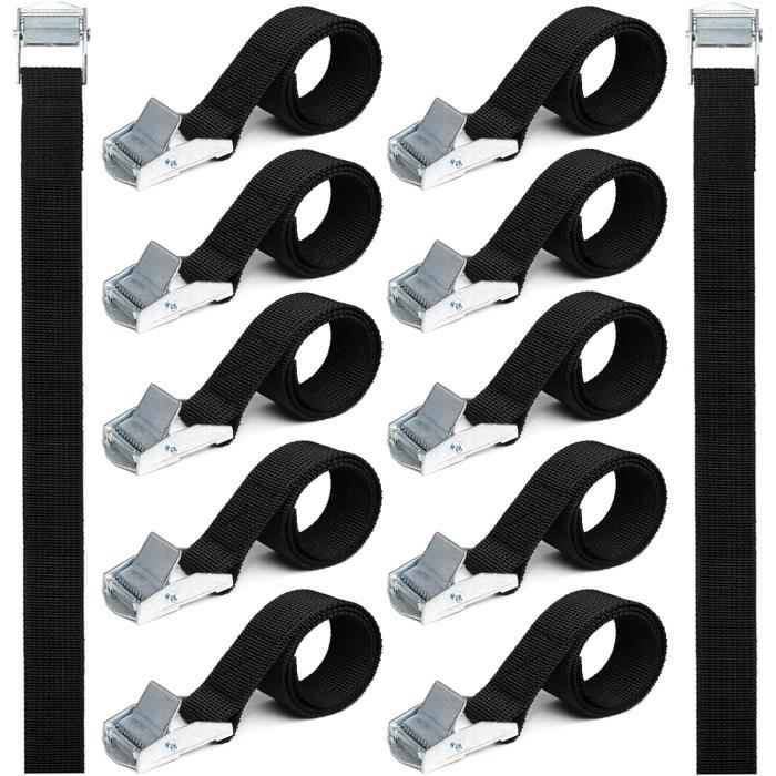 8 Sangles D'Arrimage Nylon + 4 Mousquetons - Pour Moto, Vélo, Bagages - Longueur 40.5cm - Orange/Bleu