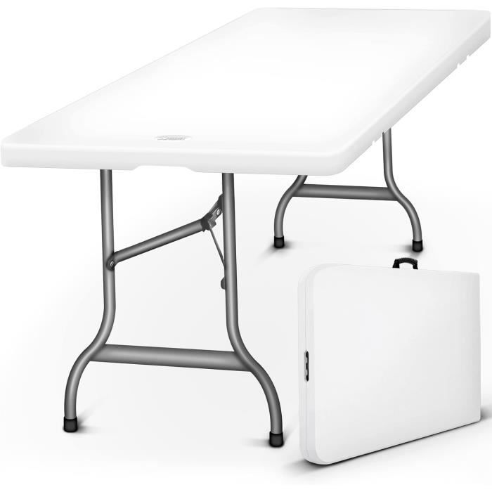 Table Pliante KESSER 180x75 Cm Aspect Rotin - Pour Jardin, Fête, Camping - Anthracite