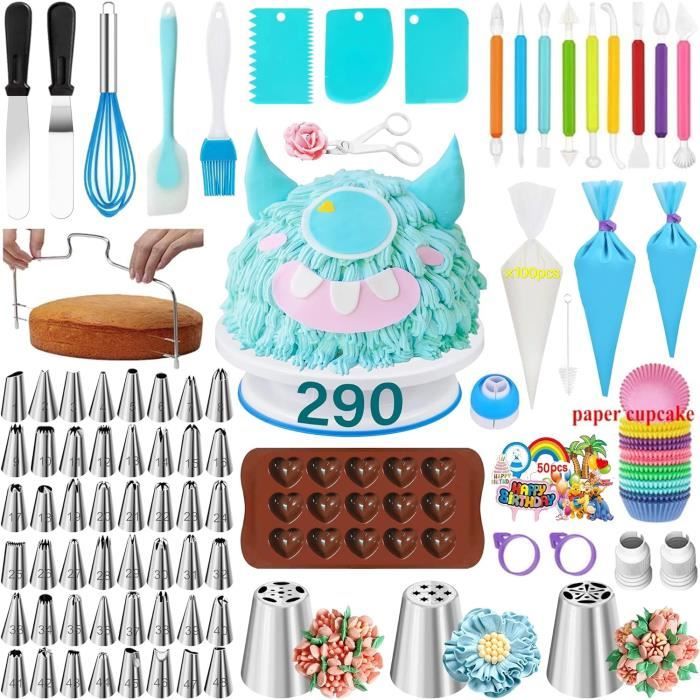 Kit Déco Gâteau Débutant/Pro - Plateau Tournant + Spatules + Grattoirs - ABS Et Inox - Pour Glaçage Et Décoration