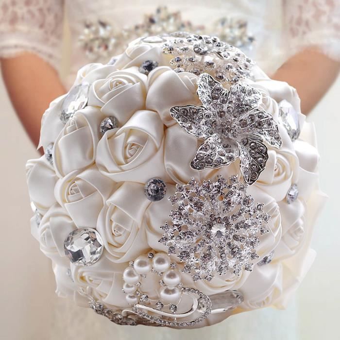 Bouquet De Fleur Mariée Fournitures Décor Mariage Fleurs Avec Diamant Lumineux Cristal Artificiel Pour Demoiselle Dhonneur Cadea