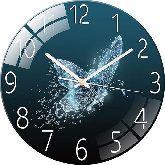 Horloge Murale Silencieuse Sans Tic-tac, 30cm Chiffres Arabes Horloge Quartz Ronde Moderne Decorative Pour Salon Chambre Cuisine Bureau Classe Noir 94940280