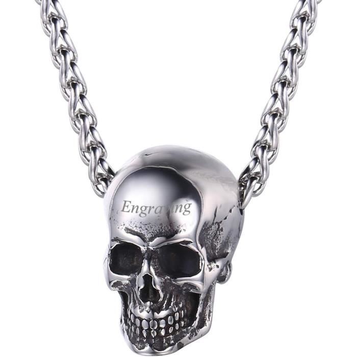 Collier Chaîne En Métal Avec Pendentif Tête De Mort - Skull - Neuf Avec étiquette