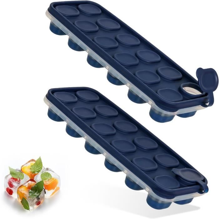 Grands bacs à glaçons en silicone Ibenzoa® avec couvercle, sans BPA et certifiés LFGB