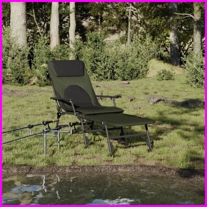 DXBK Chaise longue de pêche avec pieds à boue réglables pliable vert 4006420