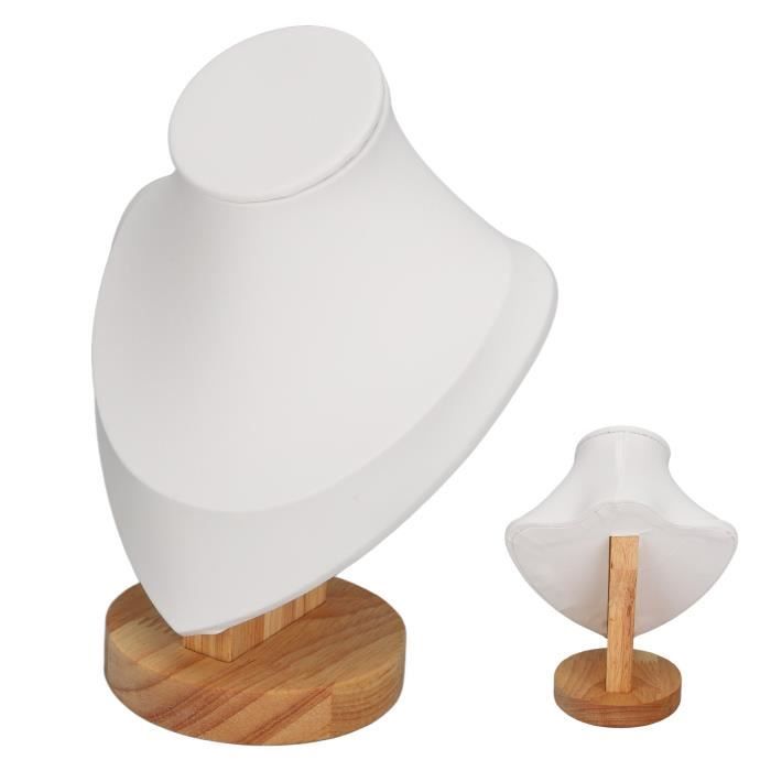 Buste Présentoir à Colliers En Bois Massif Blanc - Marque Coco Papaya - Neuf Avec étiquettes