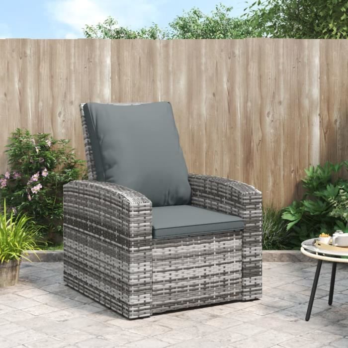vidaXL Fauteuil inclinable de jardin avec coussins