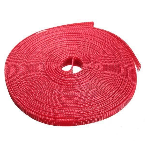 Ricable Custom RB08/10 Rouge/Noir 10m - Gaine De Protection Tressée Pour Câble 4-10 Mm