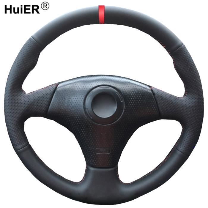 Housse De Volant 38 Cm Noir Avec Coutures Rouges Et Bleues Pour Audi A3 A5 A7 A8 - Neuf