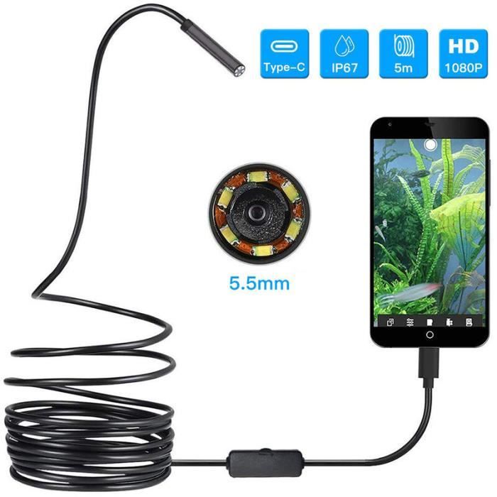 Le téléphone Android 5,5 mm, 7 mm, 8 mm est livré avec un endoscope industriel avec caméra intégrée et une caméra USB.