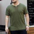 T-Shirts pour Hommes Manches Courtes T-Shirts Fins en Coton à Col en V Grande Taille Vert-1