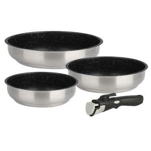 Kamberg Batterie De Cuisine 22 Pièces Made In France - Induction - Anti-Adhérent Sans PFOA - Poignées Amovibles