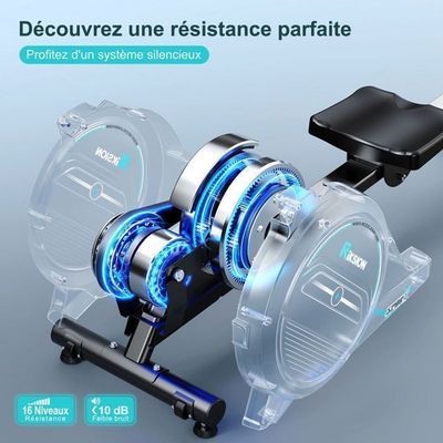Rameur Magnétique Riksion - 16 Niveaux - Silencieux - 160 Kg - Écran LCD