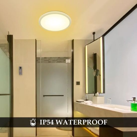 Plafonnier décor chêne clair Led IP44 pour salle de bain