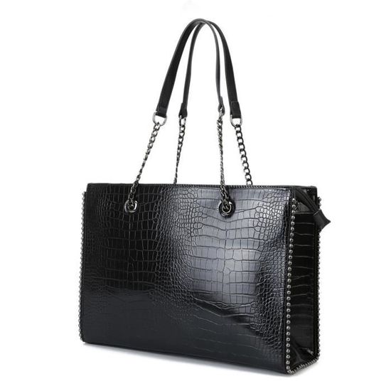sac effet croco noir