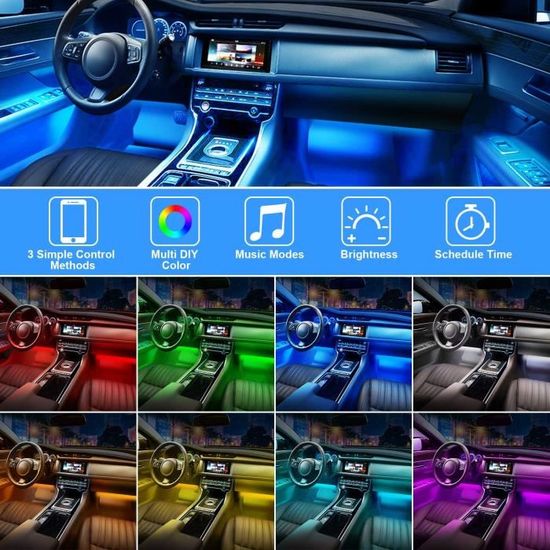 Bawoo Lampe Voiture Interieur USB Rubans LED Lampe Décoration Multicolore  Allume Cigare Éclairage Intérieur de Voiture Néon Bande Lumineuse de  Musique pour TV Auto Voiture (Version APP) : : Auto et Moto