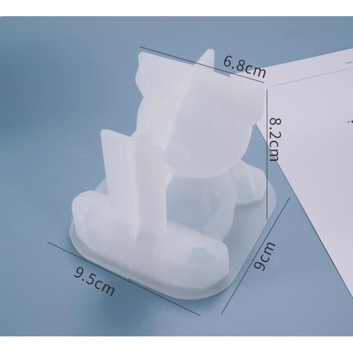 Moule en silicone 3D pour animaux - Moule en résine époxy - Pour bijoux, porte-clés, pendentifs, bricolage - 7 motifs : ours à facettes, lion, loup, dumbo, licorne, lapin, cerf, hauteur finie