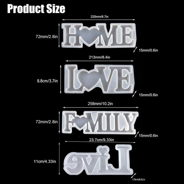 KyeeaDIY Moules En Résine Pour Cadre Photo En Forme De Double Cœur - Moule En Silicone Pour