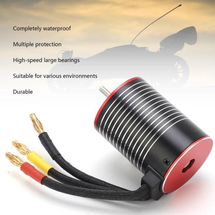 Fdit Moteur Brushless 4500kv Moteur sans balai étanche 4500KV pour voitures RC Moteur sans balai