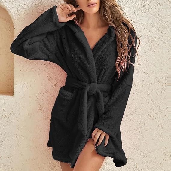 Peignoir polaire femme L ger et doux En flanelle Grande taille Peignoir ponge Femme Avec Capuche peignoirs l gers et doux