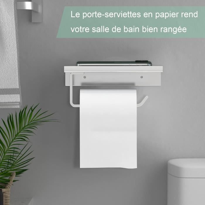 Porte Papier Toilette, Mural Support Papier Rouleau Aluminium Derouleur Papier  WC avec Étagère de Rangement Noir - Cdiscount Bricolage