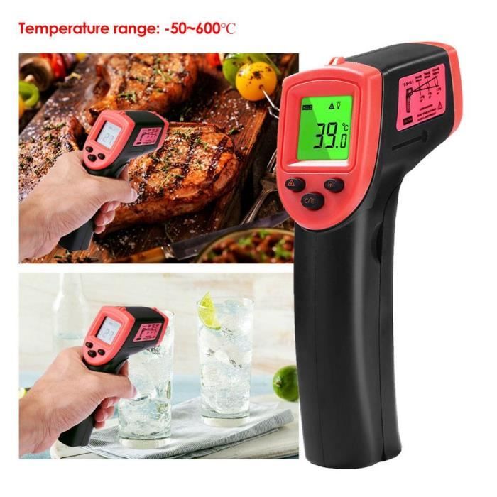 Thermomètre numérique,Red Color--Thermomètre haute température à infrarouge  pyromètre sans Contact, pistolet 50 ~ 600 ℃- 58 ~ 1112 ℉ - Cdiscount Jardin
