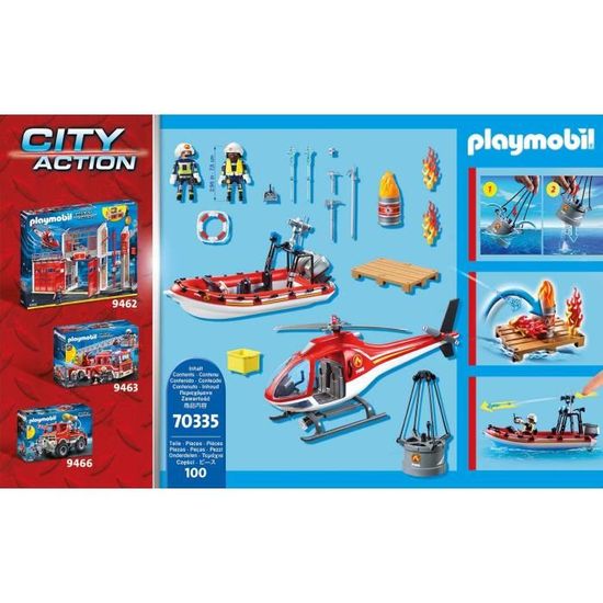 PLAYMOBIL - 71090 - Pompier et quad - Enfant 4 ans - Playmobil City Action  - Plastique - Bleu - Cdiscount Jeux - Jouets
