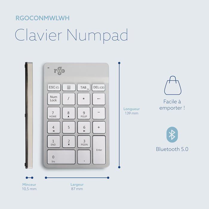 R-Go Break, Clavier Numérique, Bluetooth, Pavé Numérique Clavier ...