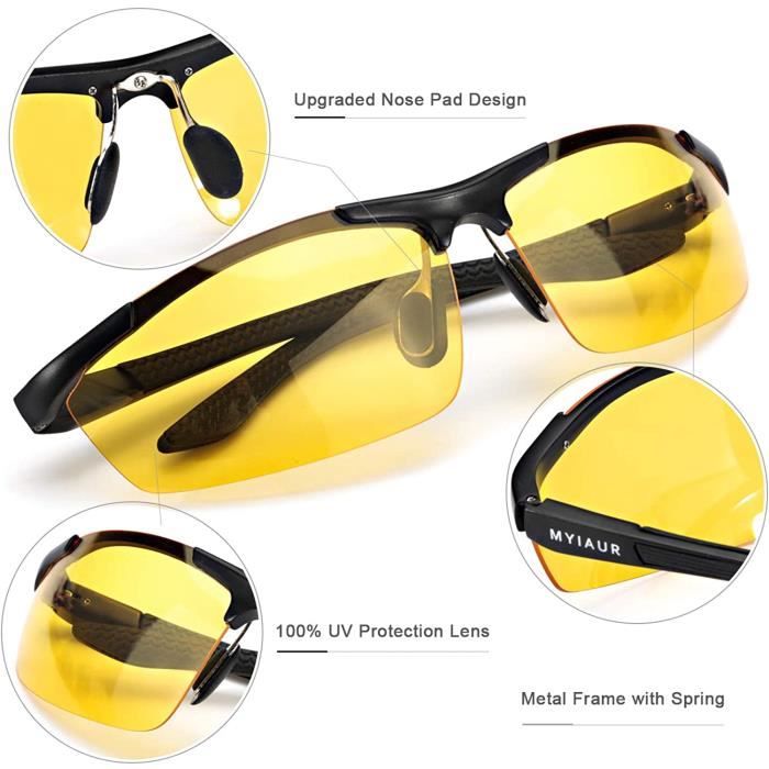 SIPLION Jaune lunette de conduite de nuit anti eblouissement avec c