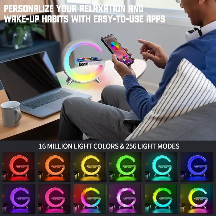 Lampe De Chevet LED DEECOZY 3-en-1 - Chargeur Sans Fil, Bluetooth Et Veilleuse