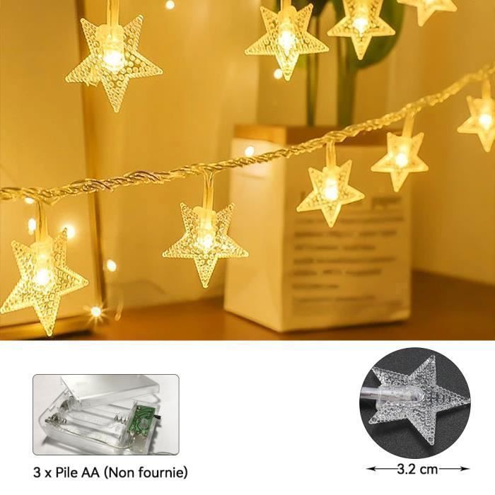 EvaStary LED Guirlande Lumineuse Batterie 10M 100 LEDs Fairy Lights Intérieur Et Extérieur Décoration, Étanche, Blanc Chaud, Lumière Pour Noël, Chambre, Mariage, Soirée, Maison, Jardin, 1 Paquet