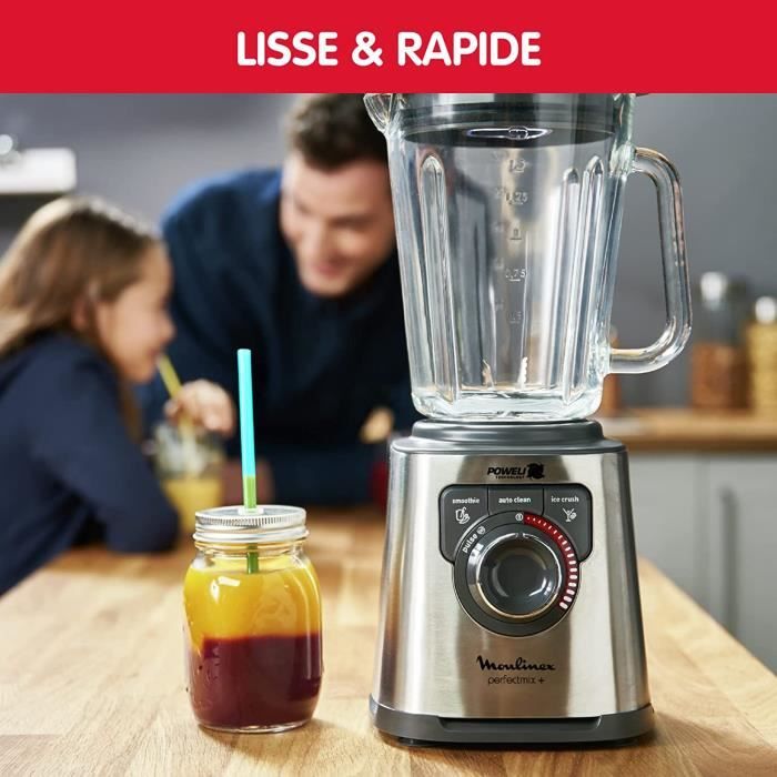 Moulinex Perfect Mix Blender haute vitesse, 1200 W, Bol verre 2L