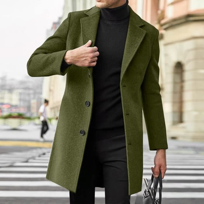MANTEAU CABAN PARDESSUS Manteau HommeTrench Coat Hiver Laine