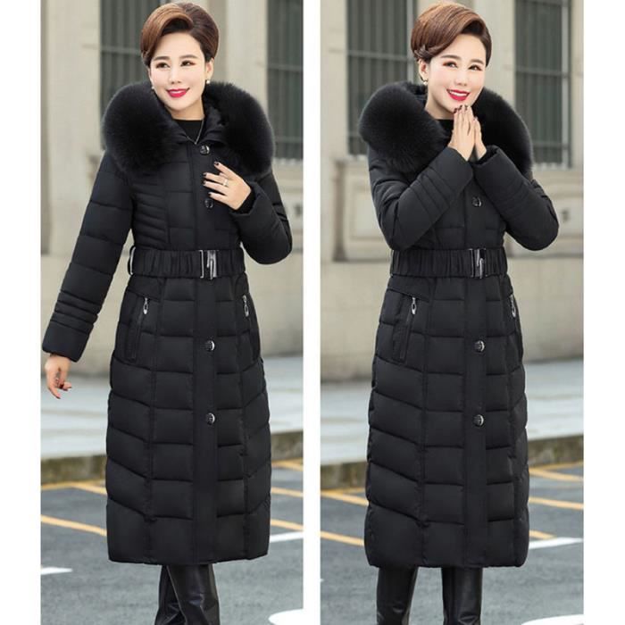Doudoune Femme Col Fourrure Capuche Matelasse Longue Rembourree Duvet et Coton Hiver Noir Cdiscount Pret a Porter