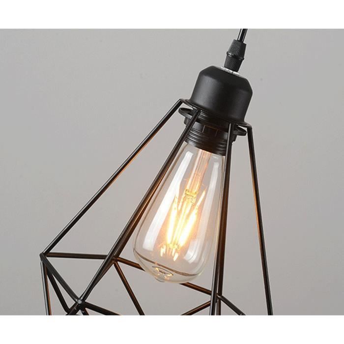 Lustre Suspension Cage Diamant 25 Cm Or Vintage - Lampe Industrielle Élégante E27 Pour Salon, Chambre, Restaurant