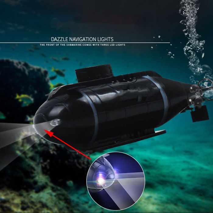 Sous-Marin Télécommandé Miniature - 6 Canaux, Infrarouge, Rechargeable - Jouet Piscine Ou Baignoire (Noir)