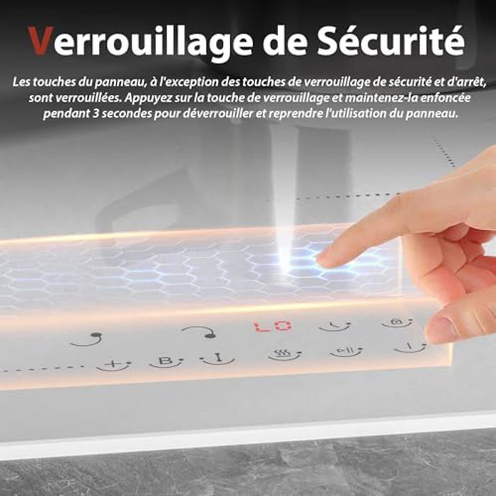 GIONIEN Plaque à Induction 4 Foyers 60cm,16Amp Plaque à Induction Encastrable,Table De Cuisson