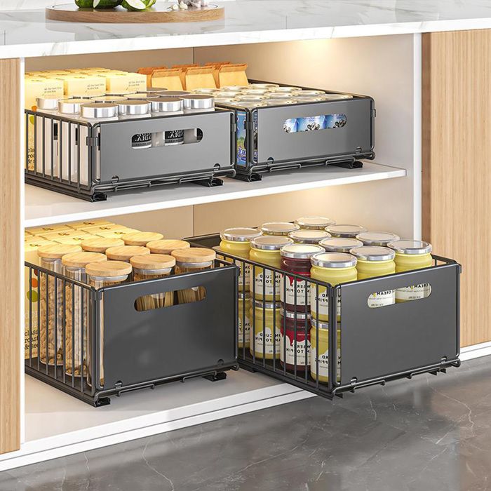 Organisateur De Tiroir Coulissant Pour Cuisine - Largeur Réglable 32-52 Cm, Profondeur 42 Cm - Montage Sans Perçage