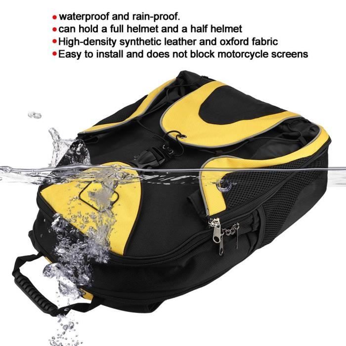 AIZ Sac à dos de moto Sac imperméable de casque moto en Oxford tissu  multifonctionnel paquet (noir + jaune)