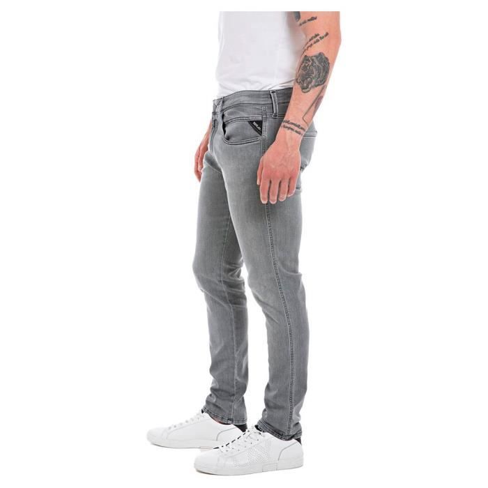 Jean Homme Slim REPLAY Power Stretch Gris Medium 34W 32L