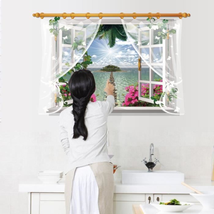 Fausse Fenetre Led Sticker Fenêtre Fausse 3D 90x57cm