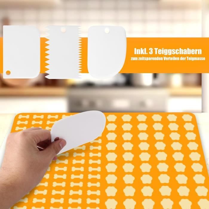 Tapis De Cuisson En Silicone 2 Pièces, Chien D'os Forme Anti-adhésif Avec 1 Spatule, Animaux De Compagnie Moule Réutilisable Pour Biscuits Friandises Snacks Chocolat Patisserie Paques Cake
