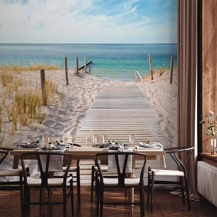 Papier Peint Panoramique Plage Mer 350x256 cm - Décoration murale ...