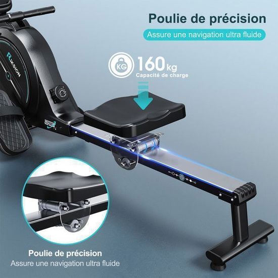 Rameur Magnétique CHAOKE - 160 Kg, 16 Niveaux - Pliable Avec écran LCD