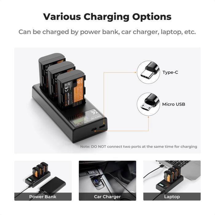 Batteries EN-EL25 K&F Concept Pour Nikon Z30/Z50/ZFC - Double Pack + Chargeur LCD - 1600mAh